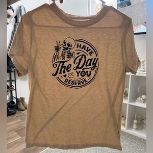 SHEIN Tan Graphic Tee - Short Sleeve